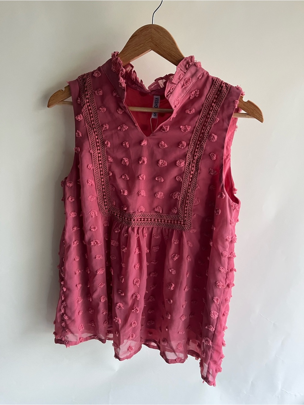Vi!show Blouse Sz Sm New NWT Mauve Dusty Rose Textured Collared Sleeveless